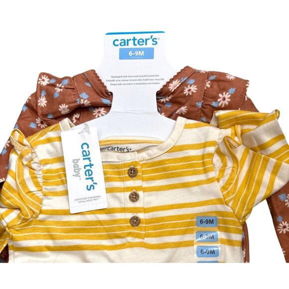 Carter's Baby 6-9M Girl's 4 Piece Long Sleeve‎ Body Suits & Leggings Set - Picture 3 of 5